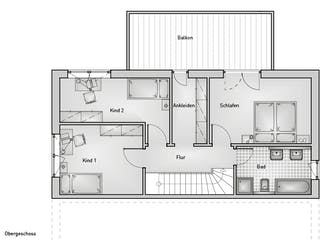 Massivhaus Kubus 55.22 von hebelHAUS Schlüsselfertig ab 280000€, Cubushaus Grundriss 2