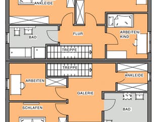 Fertighaus Kubus DH von Meisterstück-HAUS, Satteldach-Klassiker Grundriss 1