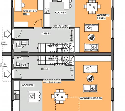 Fertighaus Kubus DH von Meisterstück-HAUS, Satteldach-Klassiker Grundriss 2