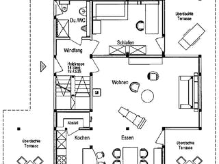Fertighaus Kundenhaus Bad Laasphe von DAVINCI HAUS, Fachwerk Grundriss 1
