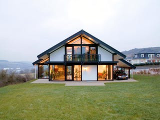 Fertighaus Kundenhaus Boers von DAVINCI HAUS, Fachwerk Außenansicht 1