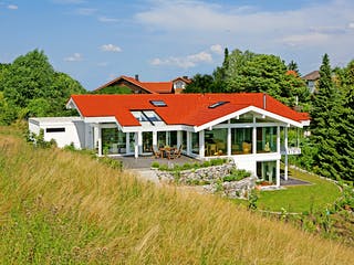 Fertighaus Kundenhaus Dr. Marenbach von DAVINCI HAUS, Fachwerk Außenansicht 1