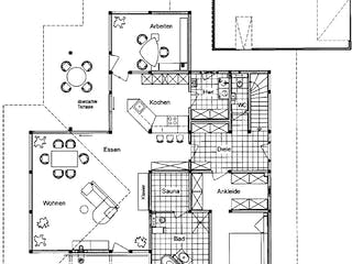 Fertighaus Kundenhaus Dr. Marenbach von DAVINCI HAUS, Fachwerk Grundriss 1