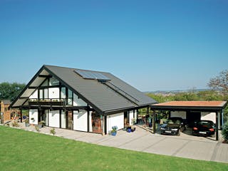 Fertighaus Kundenhaus Dr. Rymaczek von DAVINCI HAUS, Fachwerk Außenansicht 2