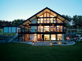 Fertighaus Kundenhaus Dr. Rymaczek von DAVINCI HAUS, Fachwerk Außenansicht 4