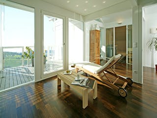 Fertighaus Kundenhaus Dr. Sutor von DAVINCI HAUS, Fachwerk Innenansicht 4