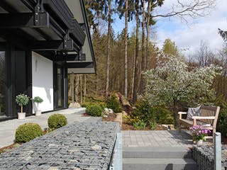 Fertighaus Kundenhaus Eschenbach von DAVINCI HAUS, Fachwerk Außenansicht 3
