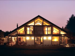 Fertighaus Kundenhaus Gallinski von DAVINCI HAUS, Fachwerk Außenansicht 1
