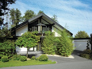Fertighaus Kundenhaus Garbers von DAVINCI HAUS, Fachwerk Außenansicht 2