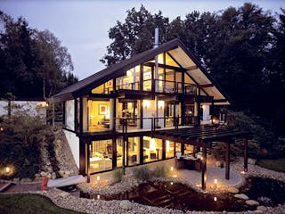 Fertighaus Kundenhaus Garbers von DAVINCI HAUS, Fachwerk Außenansicht 3