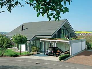 Fertighaus Kundenhaus Gerlacher von DAVINCI HAUS, Fachwerk Außenansicht 2