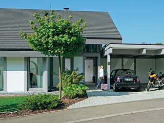 Fertighaus Kundenhaus Gerlacher von DAVINCI HAUS, Fachwerk Außenansicht 4