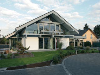 Fertighaus Kundenhaus Grabowski von DAVINCI HAUS, Fachwerk Außenansicht 2