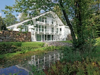 Fertighaus Kundenhaus Junghans von DAVINCI HAUS, Fachwerk Außenansicht 2