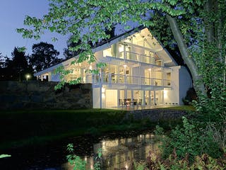 Fertighaus Kundenhaus Junghans von DAVINCI HAUS, Fachwerk Außenansicht 3