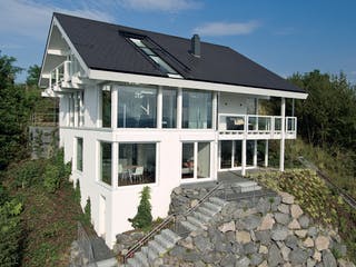 Fertighaus Kundenhaus Lehnert von DAVINCI HAUS, Fachwerk Außenansicht 2