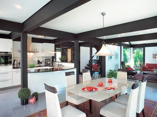 Fertighaus Kundenhaus Lewandowski von DAVINCI HAUS, Fachwerk Innenansicht 1