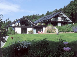 Fertighaus Kundenhaus Müller von DAVINCI HAUS, Fachwerk Außenansicht 1