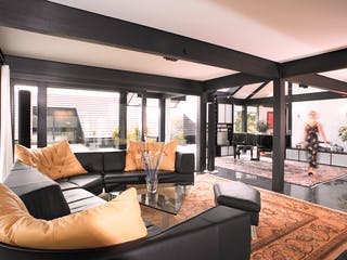 Fertighaus Kundenhaus Müller von DAVINCI HAUS, Fachwerk Innenansicht 1