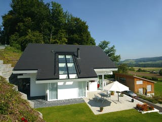 Fertighaus Kundenhaus Ramm von DAVINCI HAUS, Fachwerk Außenansicht 3