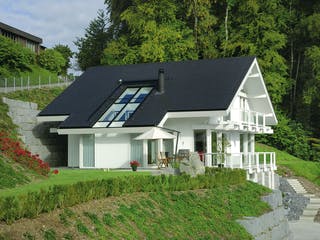 Fertighaus Kundenhaus Ramm von DAVINCI HAUS, Fachwerk Außenansicht 4