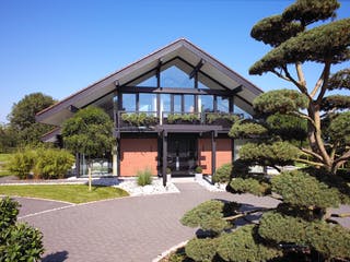 Fertighaus Kundenhaus Sörensen von DAVINCI HAUS, Fachwerk Außenansicht 4