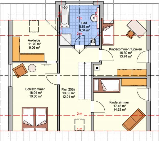 Fertighaus Solera von Fingerhut Haus Schlüsselfertig ab 420642€, Satteldach-Klassiker Grundriss 2