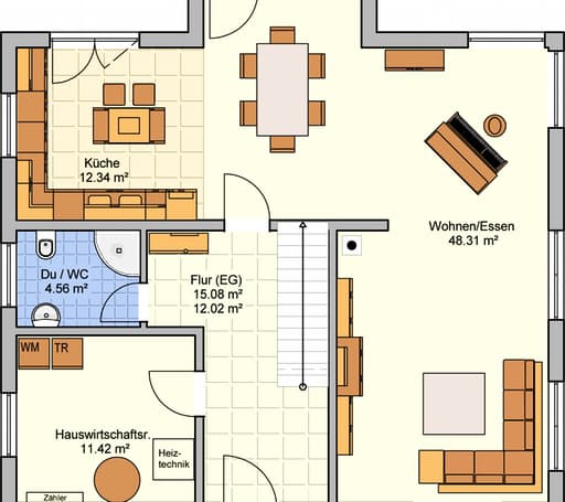 Fertighaus Solera von Fingerhut Haus Schlüsselfertig ab 420642€, Satteldach-Klassiker Grundriss 1
