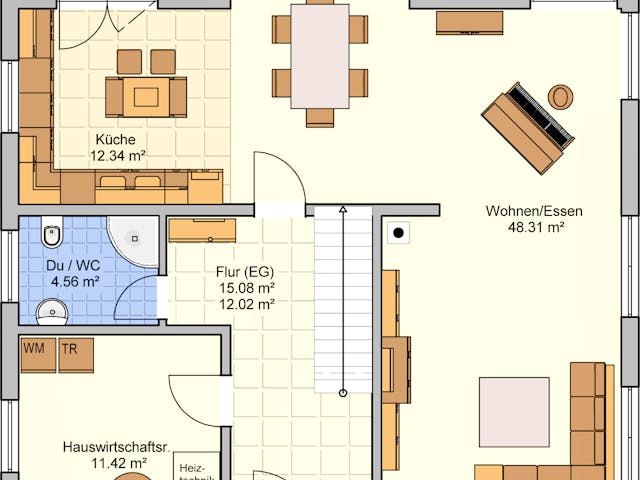Fertighaus Solera von Fingerhut Haus Schlüsselfertig ab 469474€, Satteldach-Klassiker Grundriss 1