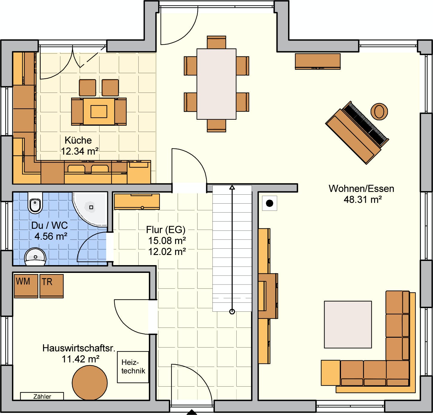 Fertighaus Solera von FINGERHUT-HAUS Schlüsselfertig ab 472183€, Satteldach-Klassiker Grundriss 1