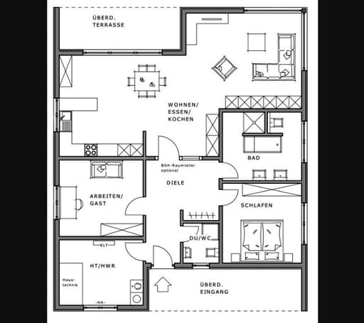 Fertighaus La Cabana von Meisterstück-HAUS, Bungalow Grundriss 1