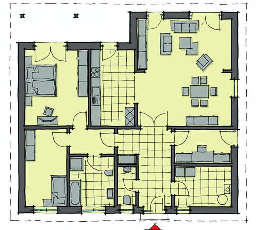 Fertighaus La Rochelle von GUSSEK HAUS Schlüsselfertig ab 308500€, Bungalow Grundriss 1