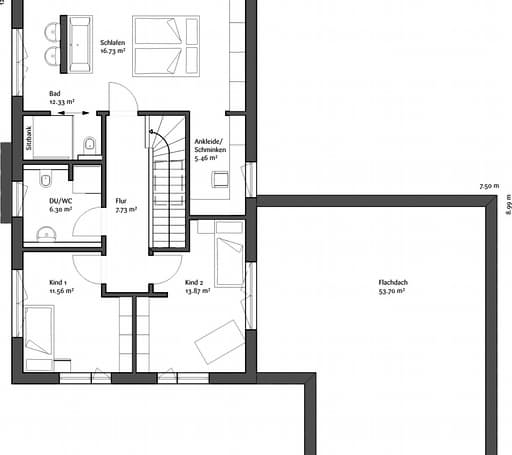 Fertighaus Musterhaus LaRocca von FischerHaus Schlüsselfertig ab 432609€, Satteldach-Klassiker Grundriss 2