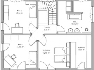 Fertighaus LaCasa media M von FischerHaus Ausbauhaus ab 157875€, Pultdachhaus Grundriss 2
