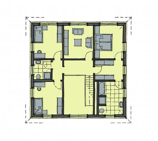 Fertighaus La Finca von GUSSEK HAUS Schlüsselfertig ab 397400€, Stadtvilla Grundriss 2
