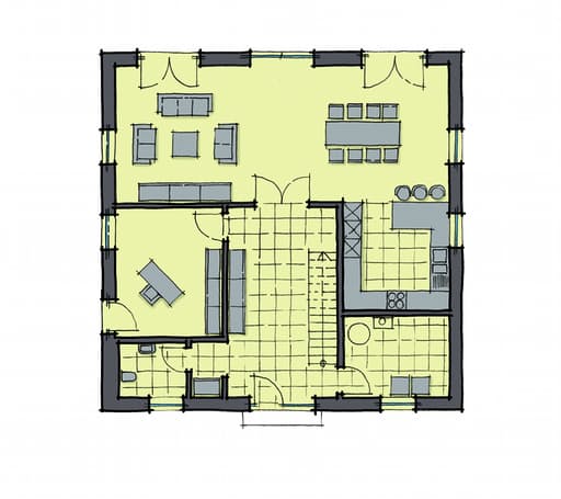 Fertighaus La Finca von GUSSEK HAUS Schlüsselfertig ab 397400€, Stadtvilla Grundriss 1