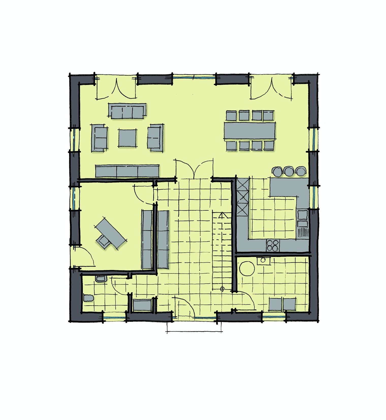 Fertighaus La Finca von GUSSEK HAUS Schlüsselfertig ab 468300€, Stadtvilla Grundriss 1