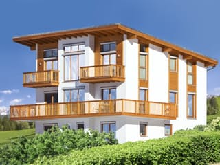 Fertighaus Landeck - Architektenbeispiel von ISARTALER HOLZHAUS Schlüsselfertig ab 324000€, Pultdachhaus Außenansicht 2