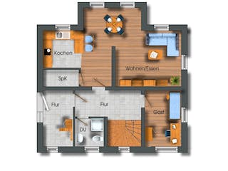 Massivhaus Landhaus von Siegerland Massivhaus Schlüsselfertig ab 265850€, Satteldach-Klassiker Grundriss 2