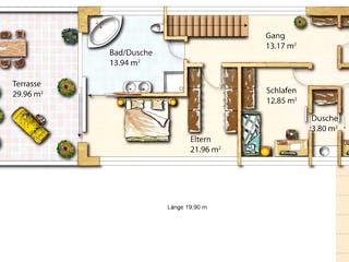 Fertighaus Langen von Holzhaus Rosskopf Schlüsselfertig ab 649000€, Cubushaus Grundriss 2