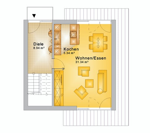 Fertighaus Haus 001 - Var. 285 von Langstein Immobilien Ausbauhaus ab 120717€, Satteldach-Klassiker Grundriss 1