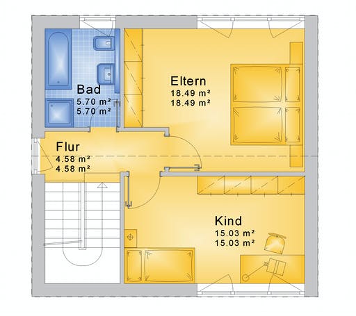 Fertighaus Haus 001 - Var. 285 von Langstein Immobilien Ausbauhaus ab 120717€, Satteldach-Klassiker Grundriss 2