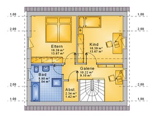 Fertighaus Haus 002 - Var. 261 von Langstein Immobilien Ausbauhaus ab 120717€, Satteldach-Klassiker Grundriss 2