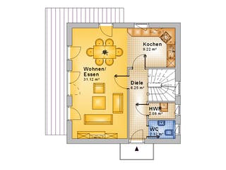 Fertighaus Haus 003 - Var. 106 von Langstein Immobilien Ausbauhaus ab 127818€, Satteldach-Klassiker Grundriss 1