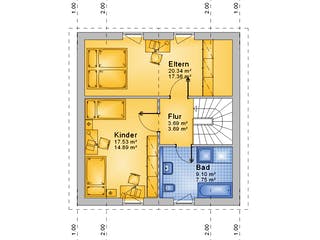 Fertighaus Haus 003 - Var. 106 von Langstein Immobilien Ausbauhaus ab 127818€, Satteldach-Klassiker Grundriss 2