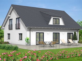 Fertighaus Haus 083 - Var. 040 von Langstein Immobilien Ausbauhaus ab 285363€, Satteldach-Klassiker Außenansicht 2