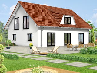 Fertighaus Haus 083 - Var. 040 von Langstein Immobilien Ausbauhaus ab 285363€, Satteldach-Klassiker Außenansicht 3