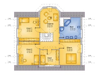 Fertighaus Haus 083 - Var. 040 von Langstein Immobilien Ausbauhaus ab 285363€, Satteldach-Klassiker Grundriss 2