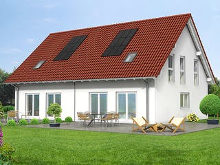 Fertighaus Haus 088 - Var. 008 von Langstein Immobilien Ausbauhaus ab 129141€, Satteldach-Klassiker Außenansicht 1