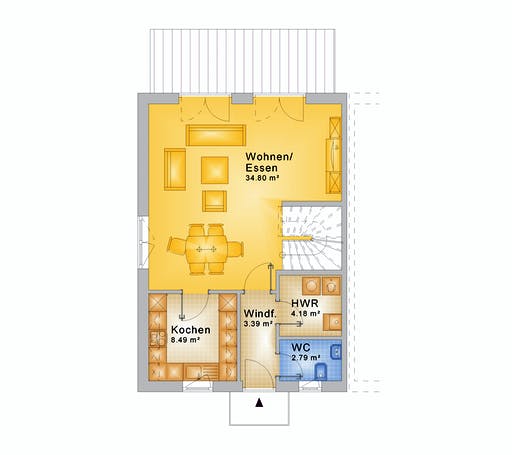 Fertighaus Haus 088 - Var. 008 von Langstein Immobilien Ausbauhaus ab 129141€, Satteldach-Klassiker Grundriss 3
